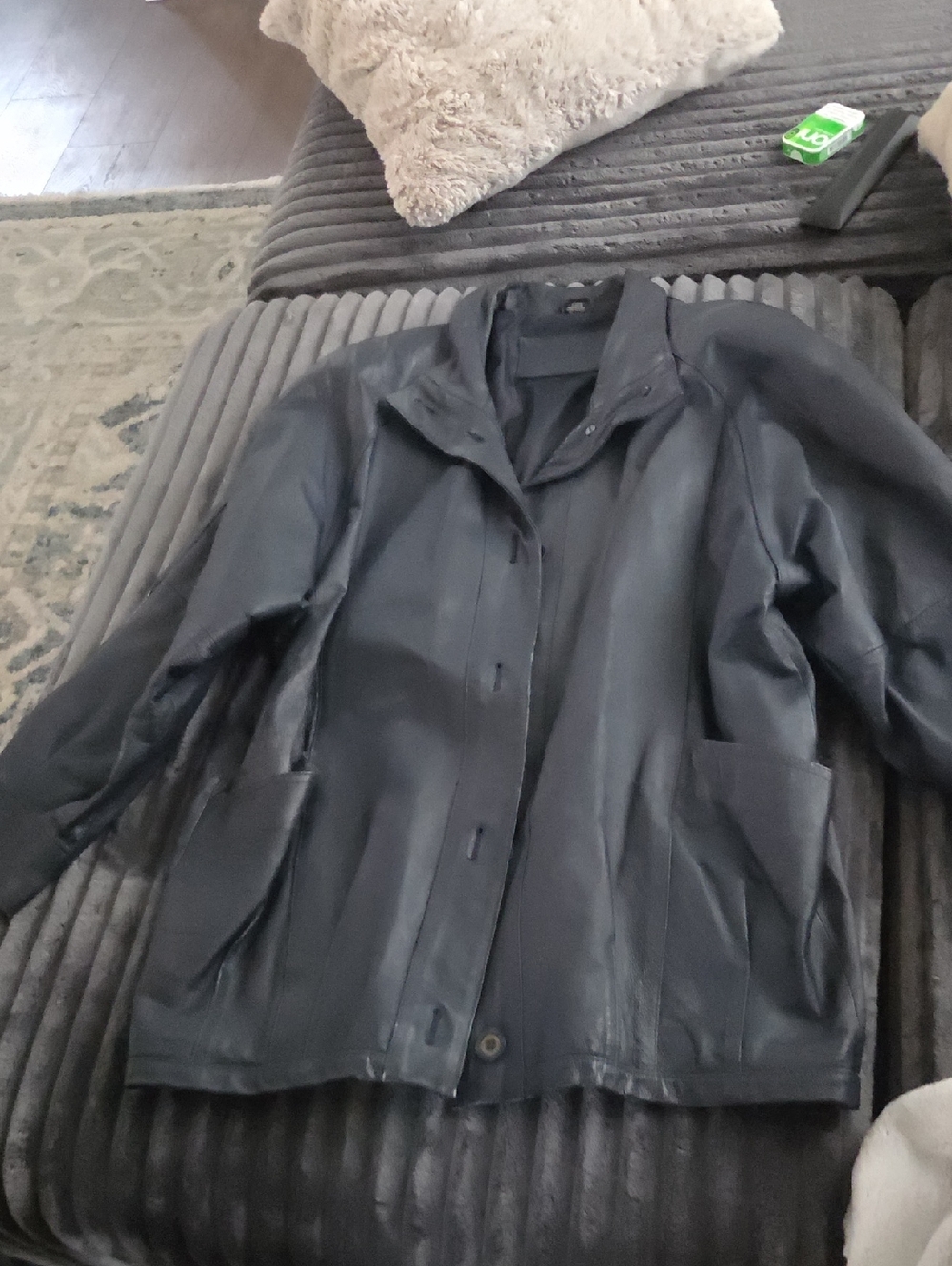 Navy Blue  Leather Jacket